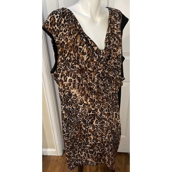 Signature Collection by Vicki Wayne Womens Dress 3X Brown Black Animal Print - Picture 2 of 7